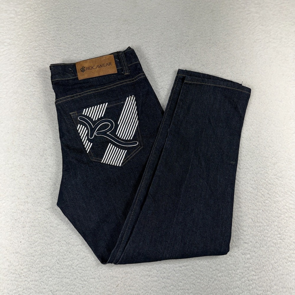 Vtg Rocawear Jeans Men 36 Blue Slim Fit Hip Hop Rap Denim Streetwear Y2K NWOT